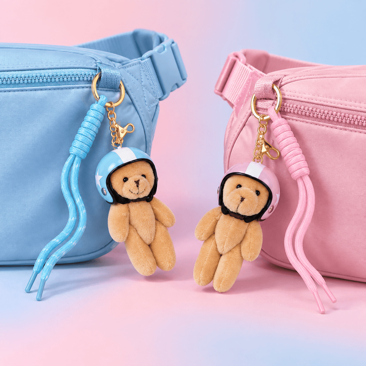 Pink & Blue Bear Keychain Charm 🎀