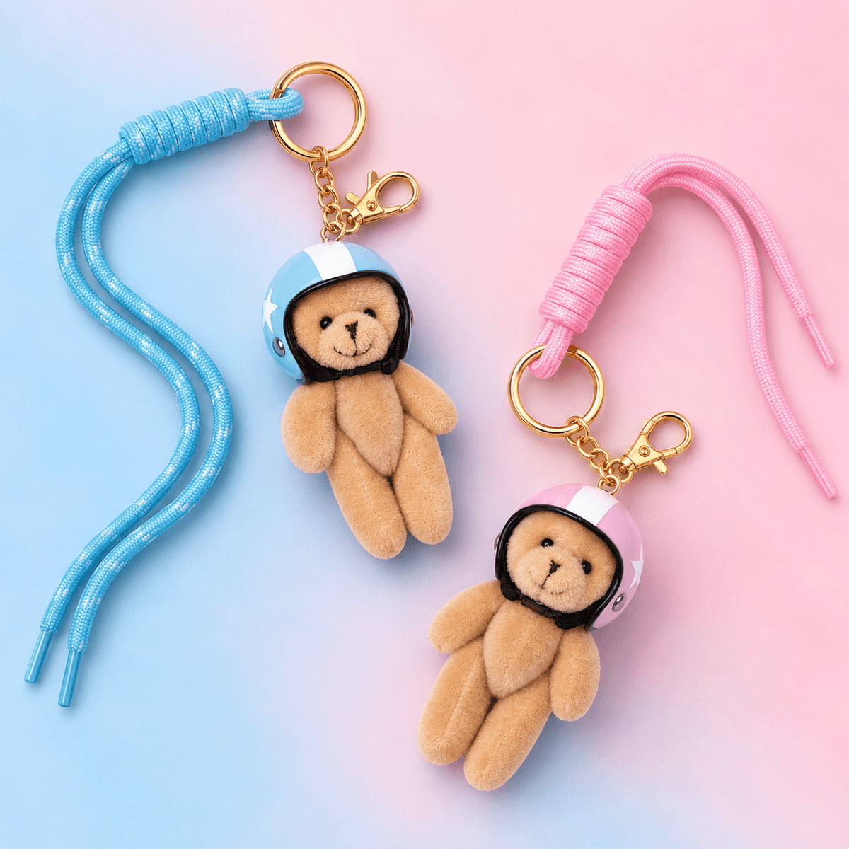 Pink & Blue Bear Keychain Charm 🎀