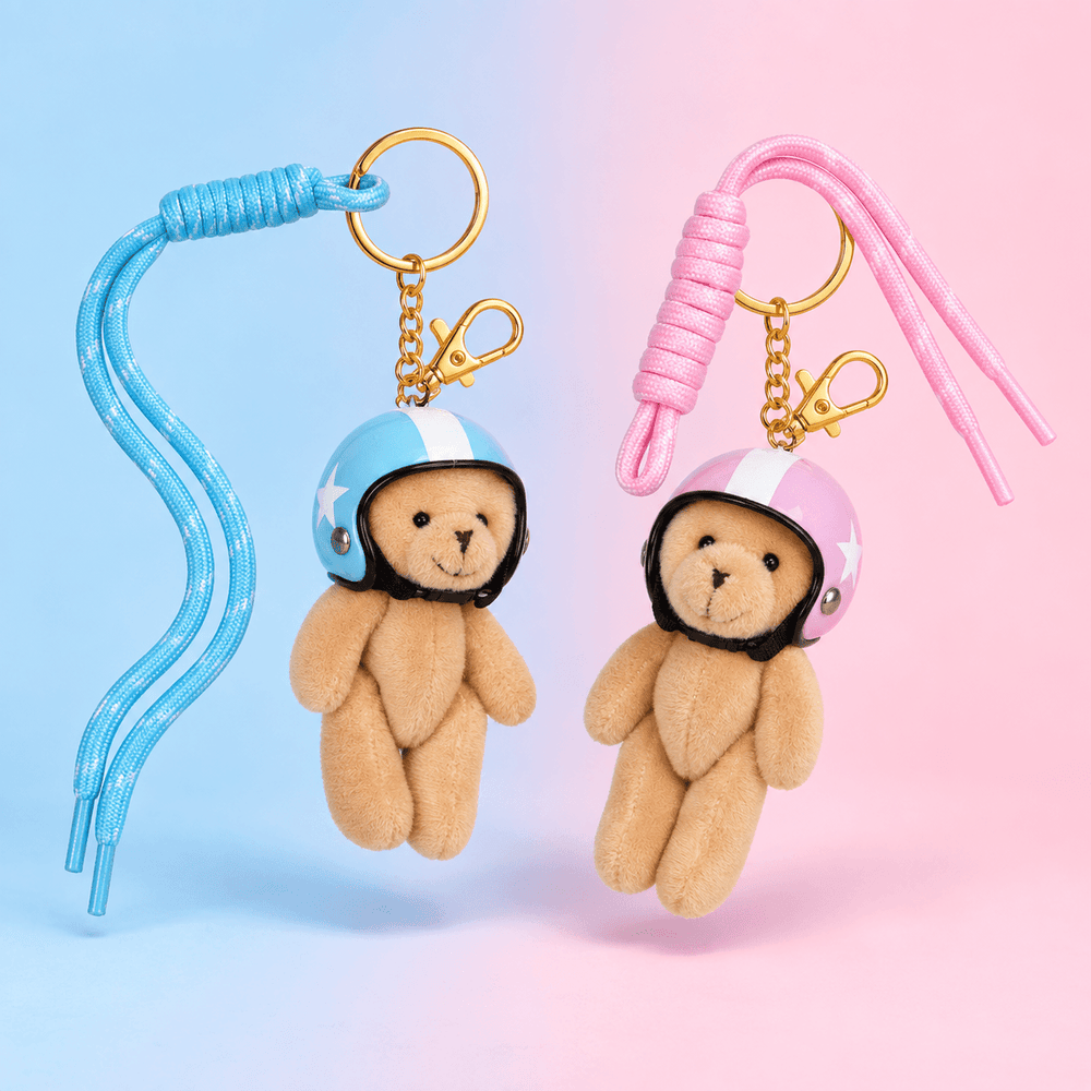Pink & Blue Bear Keychain Charm 🎀