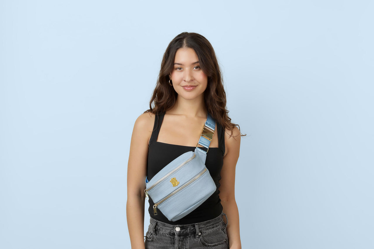 Light Blue Jean Belt Bag
