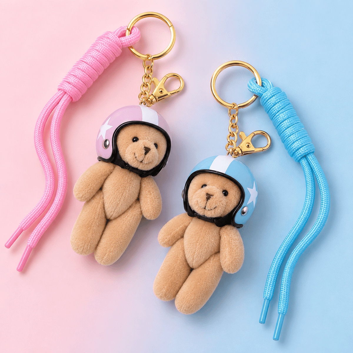 Pink & Blue Bear Keychain Charm  🎀