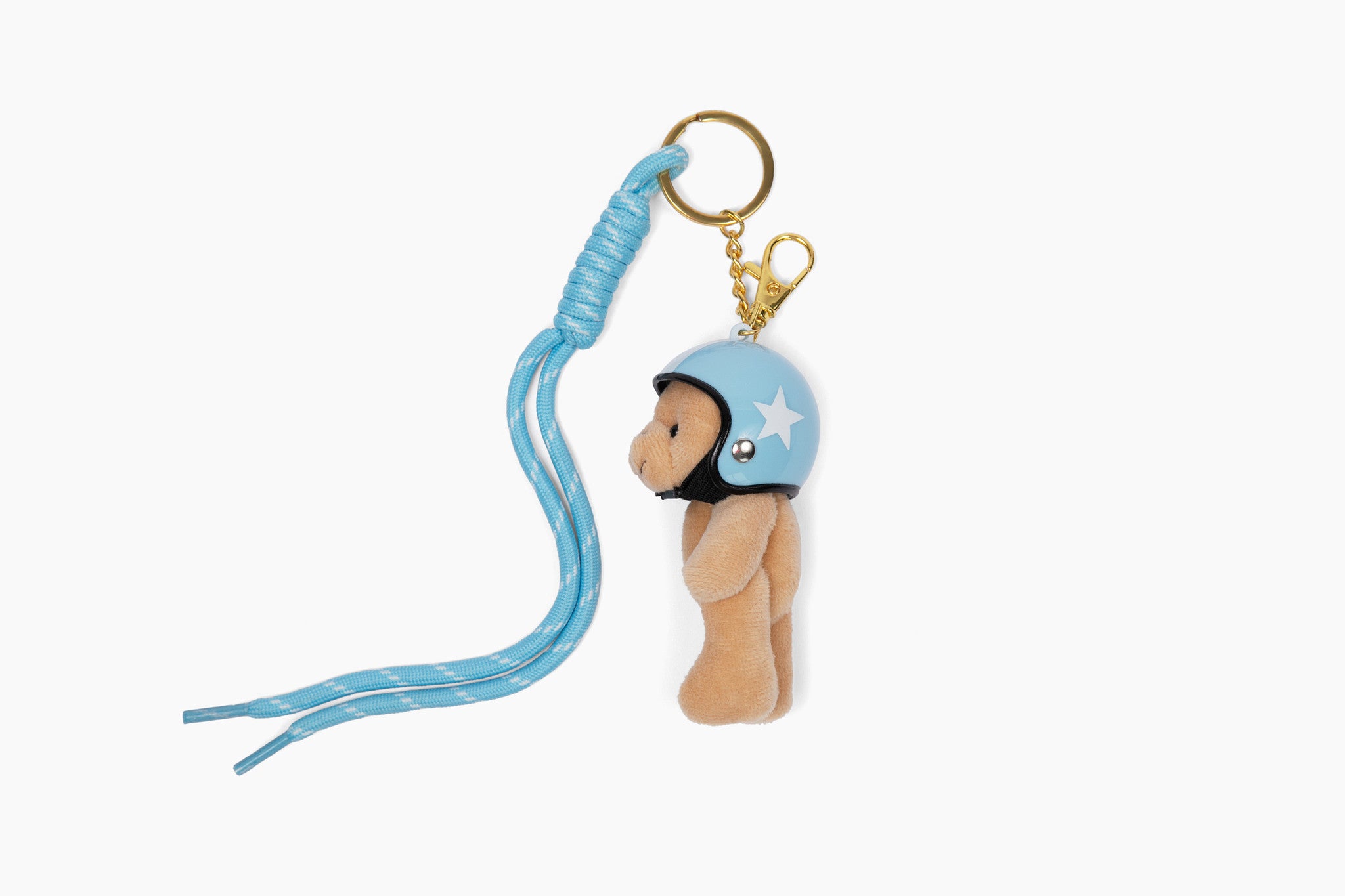 Blue Helmet Baddie Bear Keychain Charm